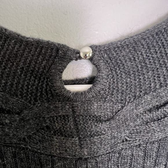 Paul Costelloe Wool Alpaca Long Sleeve Cable Knit Sweater Dress Gray Sz L Ribbed - Picture 8 of 12